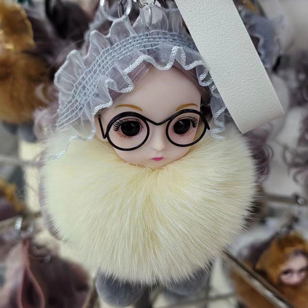 Hairball Pompom Sleeping Baby Keychain Kawaii Fluffy Toys INS Plush Dolls Pendant Children