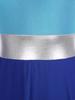 Womens Color Block Dance Dress Sleeveless Mock Neck Design Split Asymmetrical Hem Performance Wear