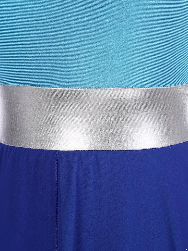 Womens Color Block Dance Dress Sleeveless Mock Neck Design Split Asymmetrical Hem Performance Wear