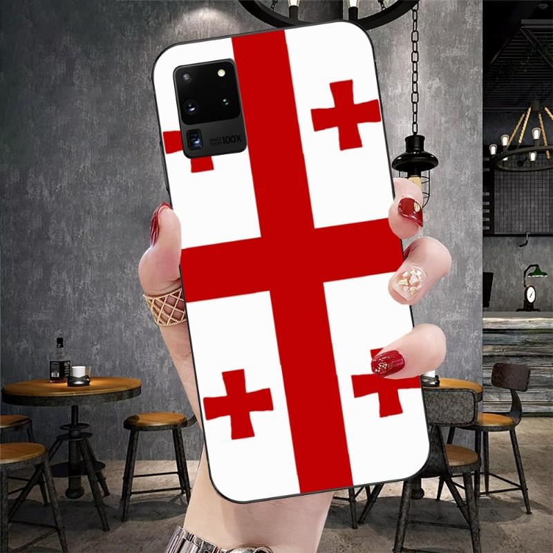Georgia Flag Phone Case For Samsung Galaxy S6 S7 S8 S9 S10 S21 S22 Plus Ultra Soft Black Phone Cover