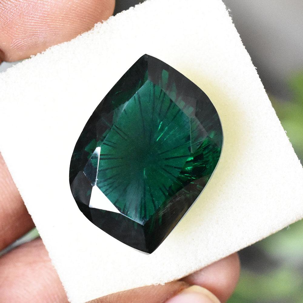 Lab-Created Green Emerald Loose Gemstone 29x22mm Fancy Shape for Jewelry Making and Gem Collections