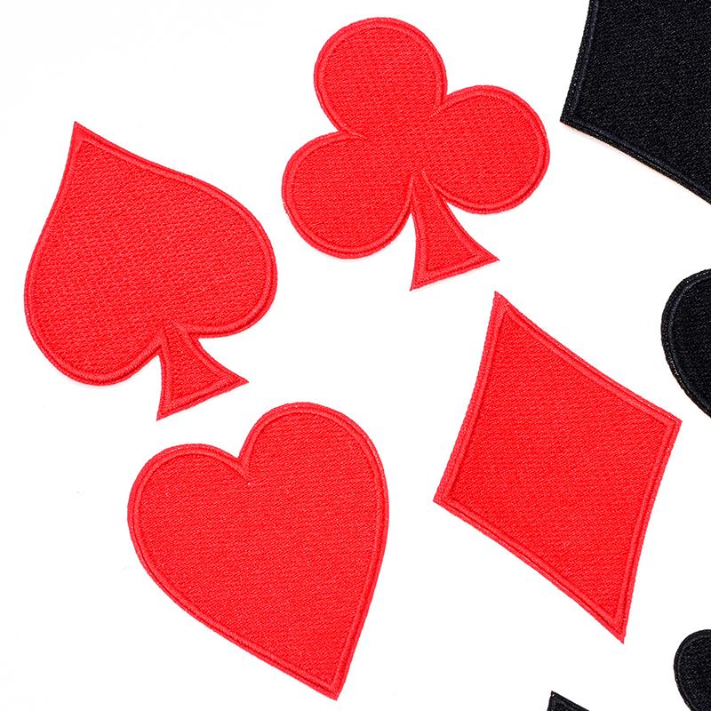 24pcs Poker Pattern Sewing Fabric Patch DIY Various Styles Handmade Cloth Applique Personality Fashion Accessories