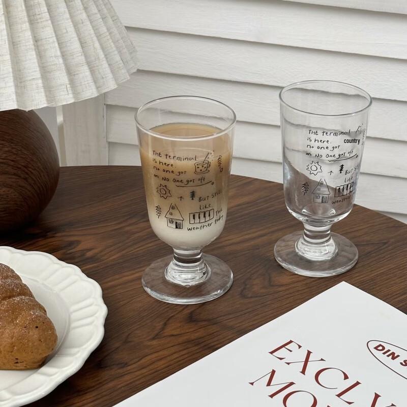 Shuangqi Minimalist Line Art High-Foot Glass Cups