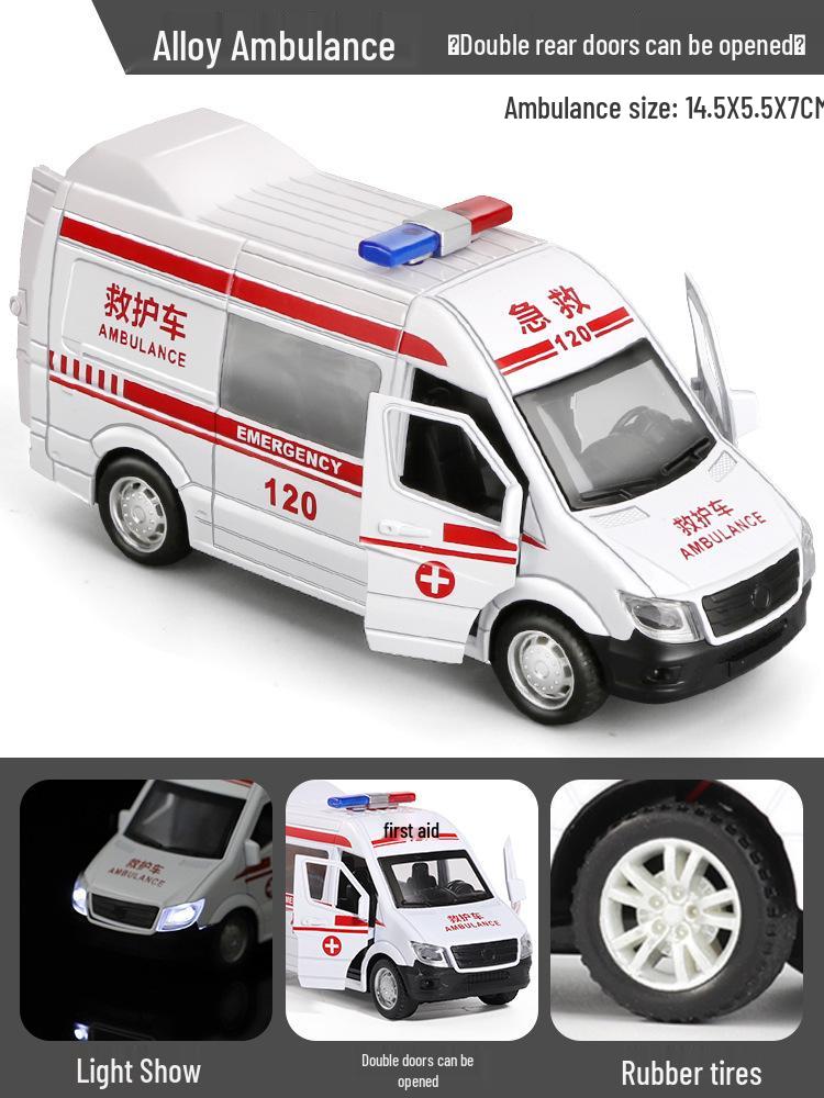 Multifunctional Alloy Police Car and Ambulance Toy with Sound and Light
