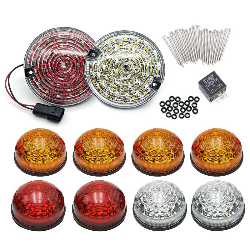 For Land Rover Defender 1983-2016 Colorful Lens LED Update Complete Light Kits Front Rear Indicator Light Tail Lmap Fog Reverse