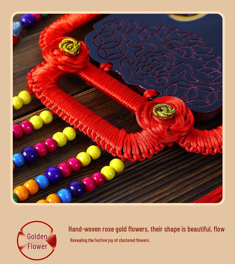 Chinese Knot Fu Character Wood Carving Pendant: New Style Large Hanging Ornament for Living Room, Entrance, or TV Wall Decor.