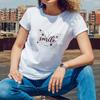 Women's Short Sleeve T-Shirt Butterfly Smile Print for Outdoor Summer Days Young Women with a Cheerful Stylish Style