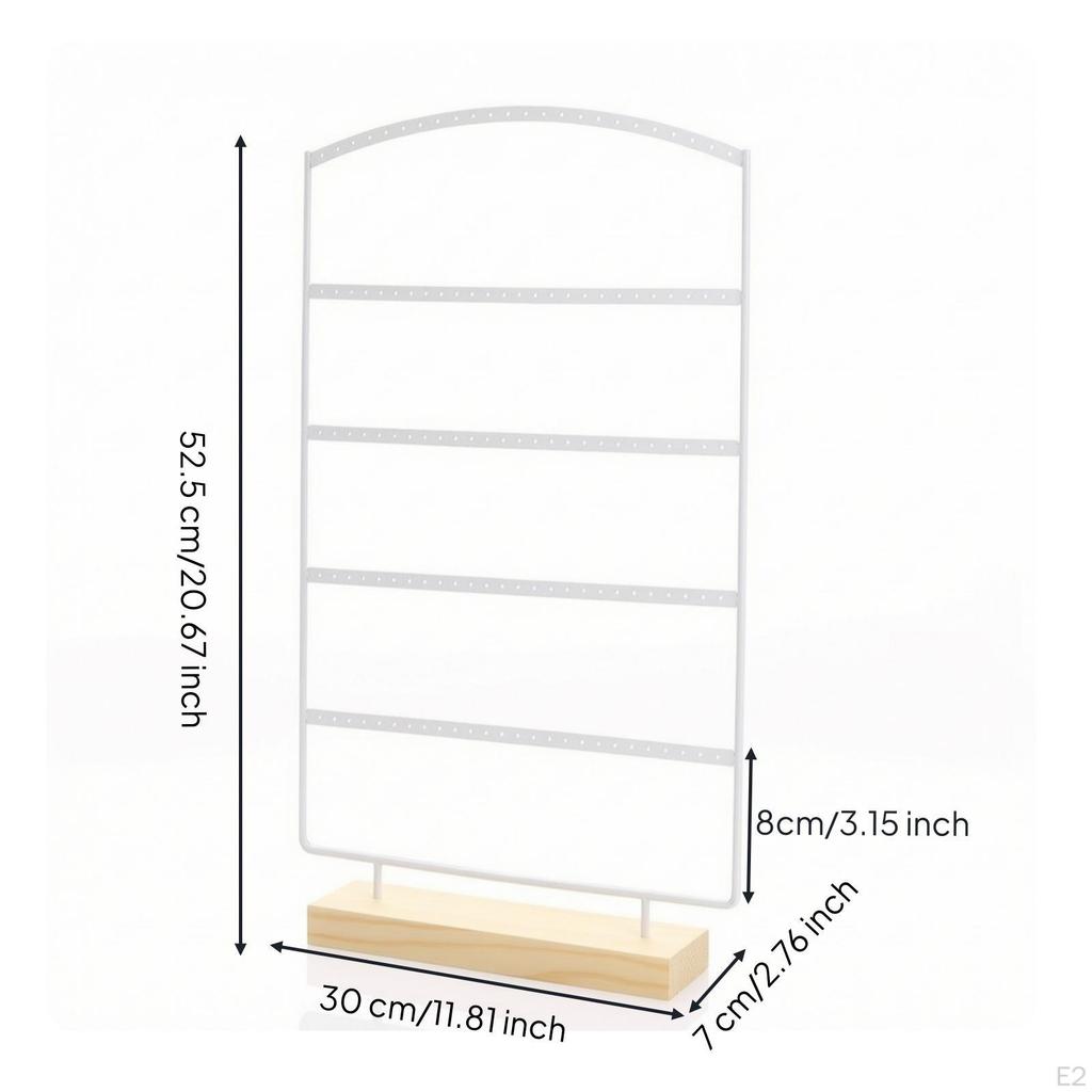 Earring Display Stand 4Tier Holder Tabletop Jewelry Rack with Wood Base for Women,