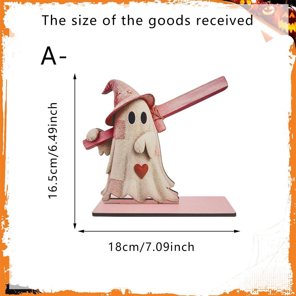 Halloween Patch Ghost Wooden Roll Paper Shelf Home Outdoor Dining Table Creative Decorative Item Paper Towel Rack