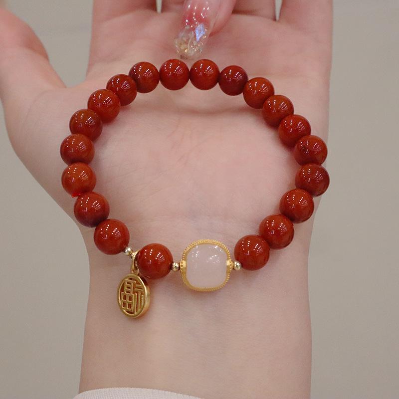 Natural Nanhong Agate Bracelet Fashion Women Daily Jewelry Lucky Gift