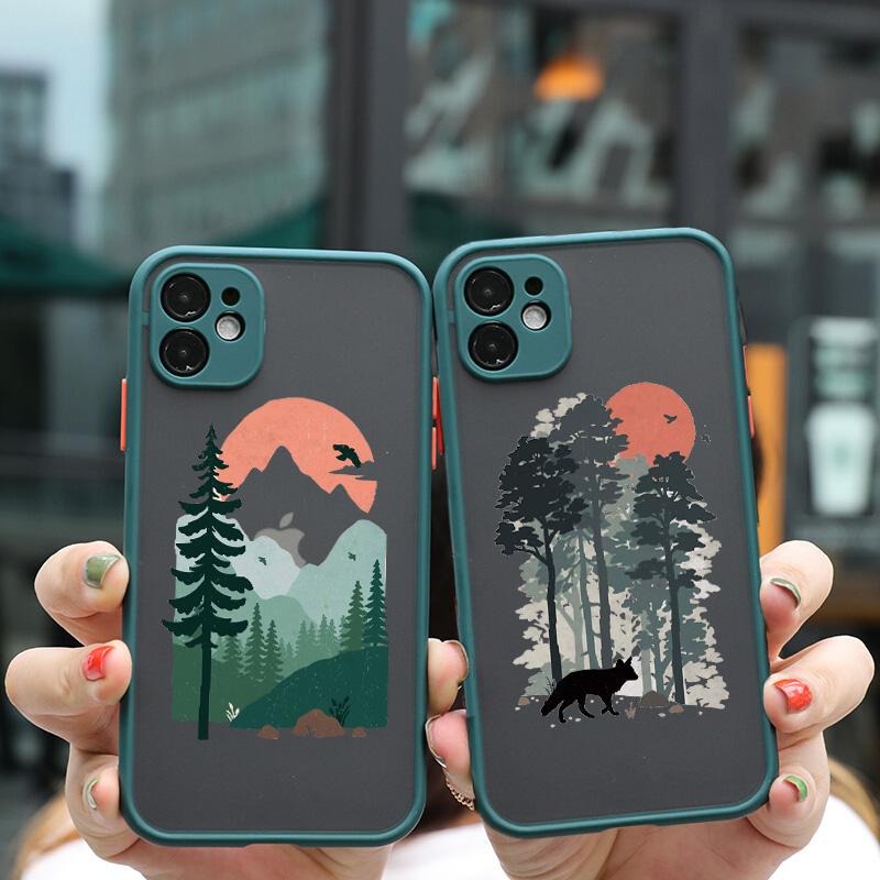 Mountain Tree Sunset Phone Case For iPhone 7 8 Plus SE2 For Iphone X XR Xs Max 16 11 12 13 14 15 Mini Pro Max Shockproof Cover