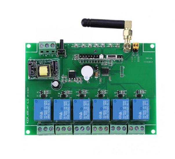 433MHz 6-Channel RF Relay Module with Remote Control (110-240V)