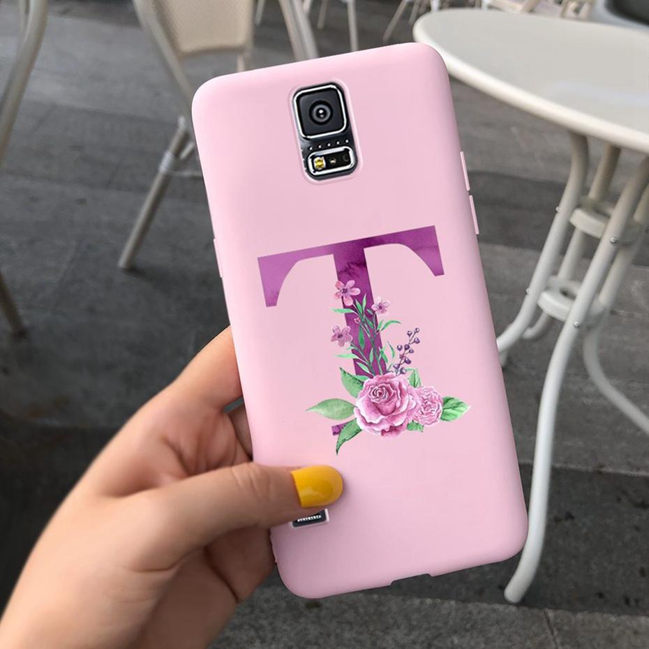 For Samsung Galaxy S5 I9600 Phone Case Flower Initial Alphabet Case For Samsung S5 Neo S 5 G900 G903F SM-G900F Soft Silicon Case