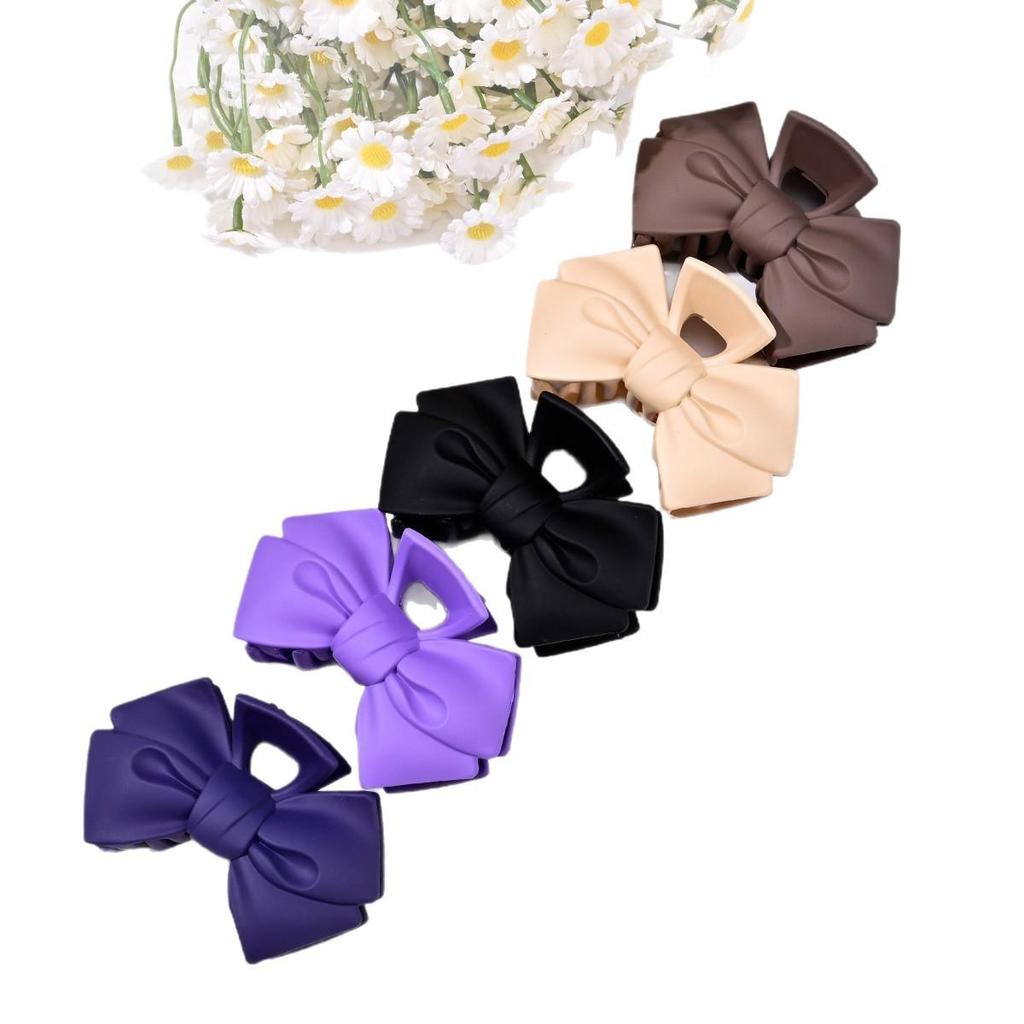 High-End Bow Claw Clip: Women's Solid Color Shark Clip, Large Size Hair Accessory