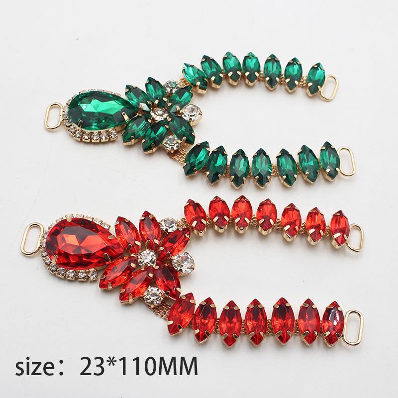 Charm 12Color 1pcsCrystal Chain DIY Garment sewing accessories Rhinestone bikini Connectors buckle fashion Beach SlipperChain