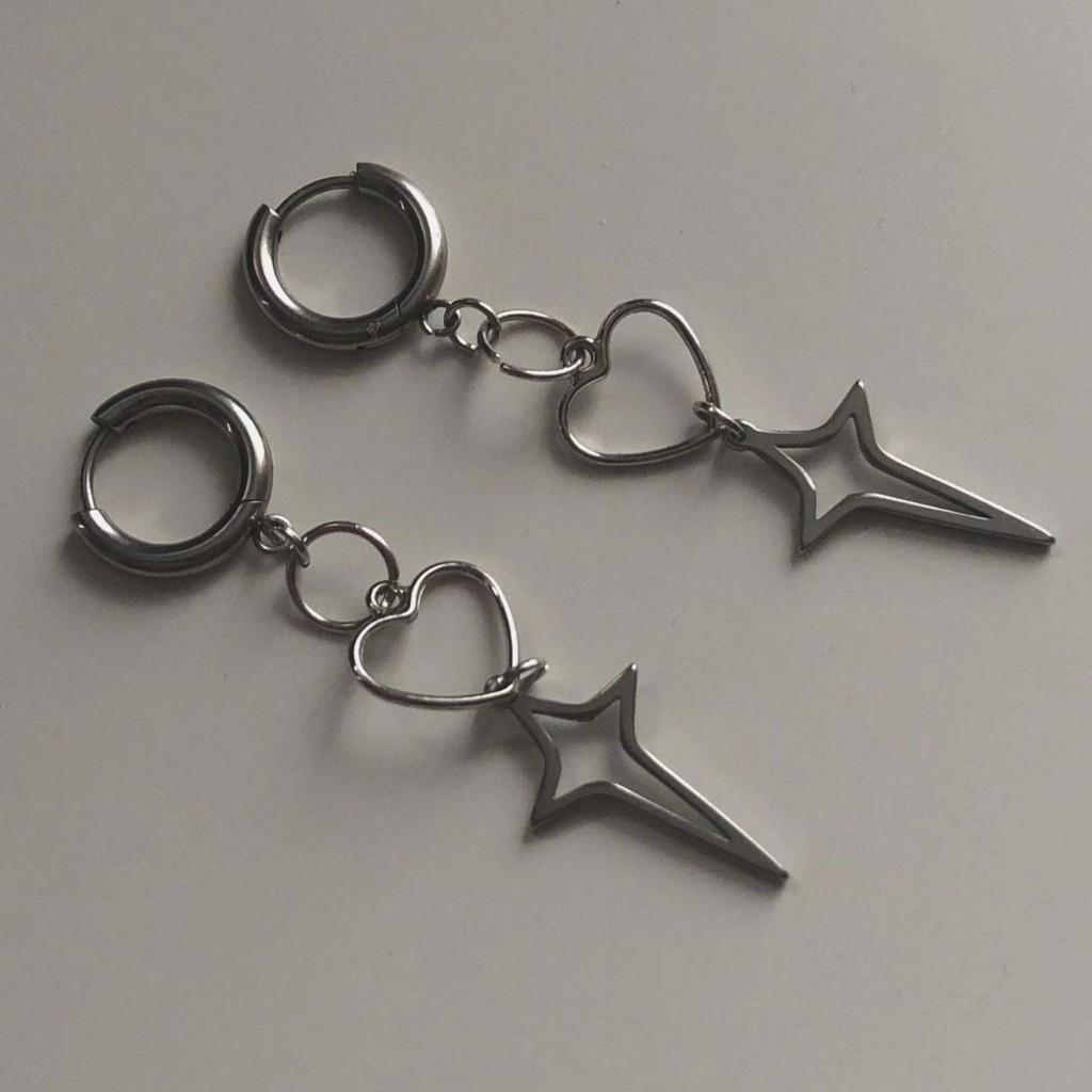 Alloy Geometric Trendy Lightning Heart Clip On Earrings For Women 2023 Summer