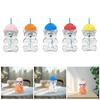 Bear Glass Cup Juice Glasses Clear Novelty Adorable Versatile Beverage Container with Lid for