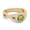 Peridot Halo Accents Ring - 925 Sterling Silver Gold Vermeil