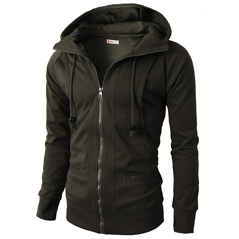 Autumn Winter New Loose Casual All-match Zipper Hoodies Male Solid Color Fashion Cardigan Hooded Sweatshirt Hombre Top Men Coat