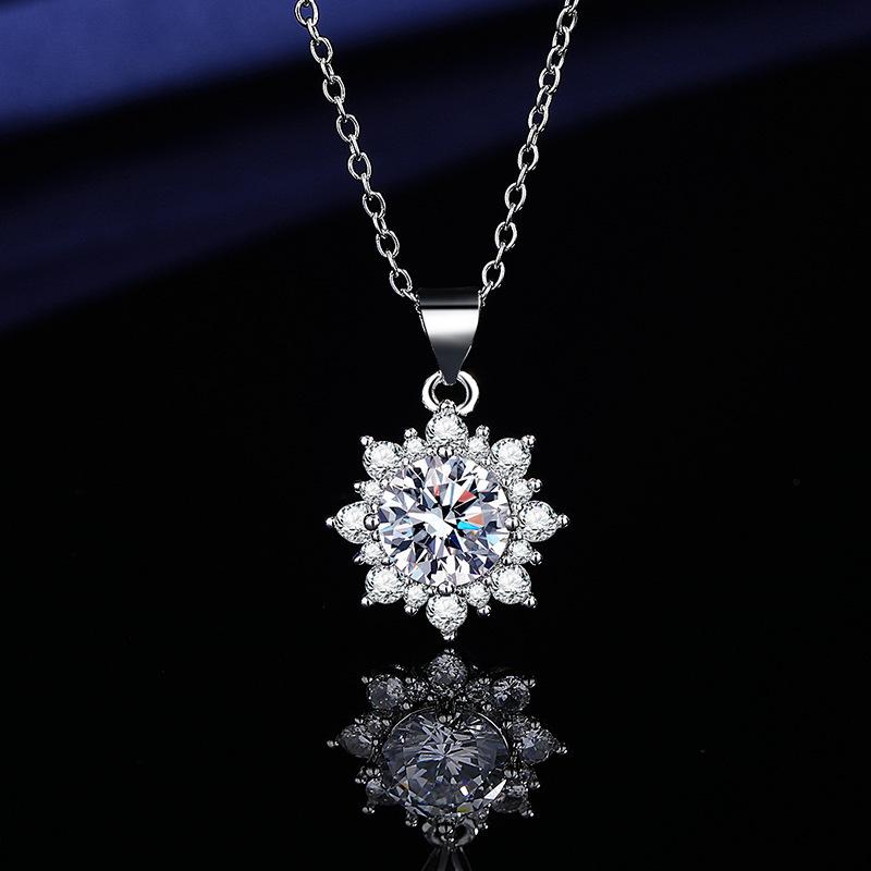 Two Carat Sunflower Set, Diamond Ring, Necklace, Stud Earrings Women's Fashion Accessories