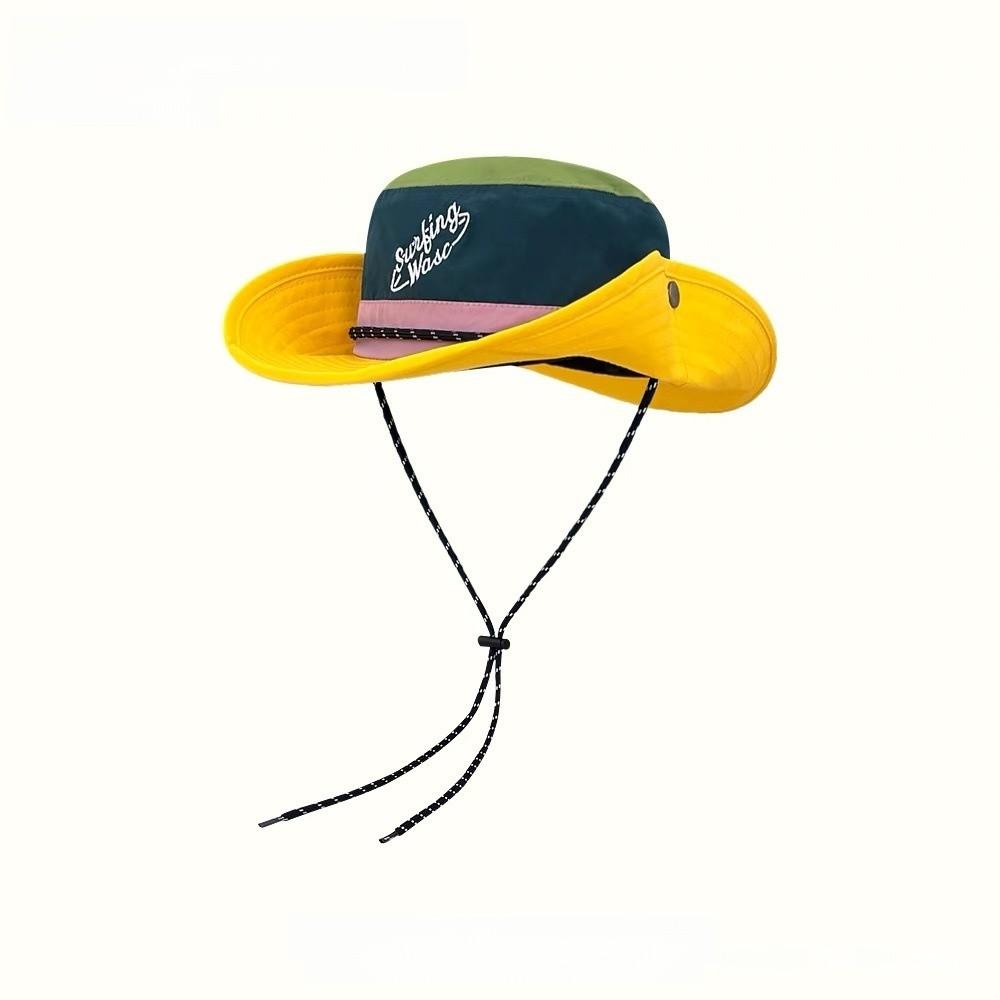 Style Vintage Patchwork Fisherman Hat With Sun Protection For Outdoor Activities