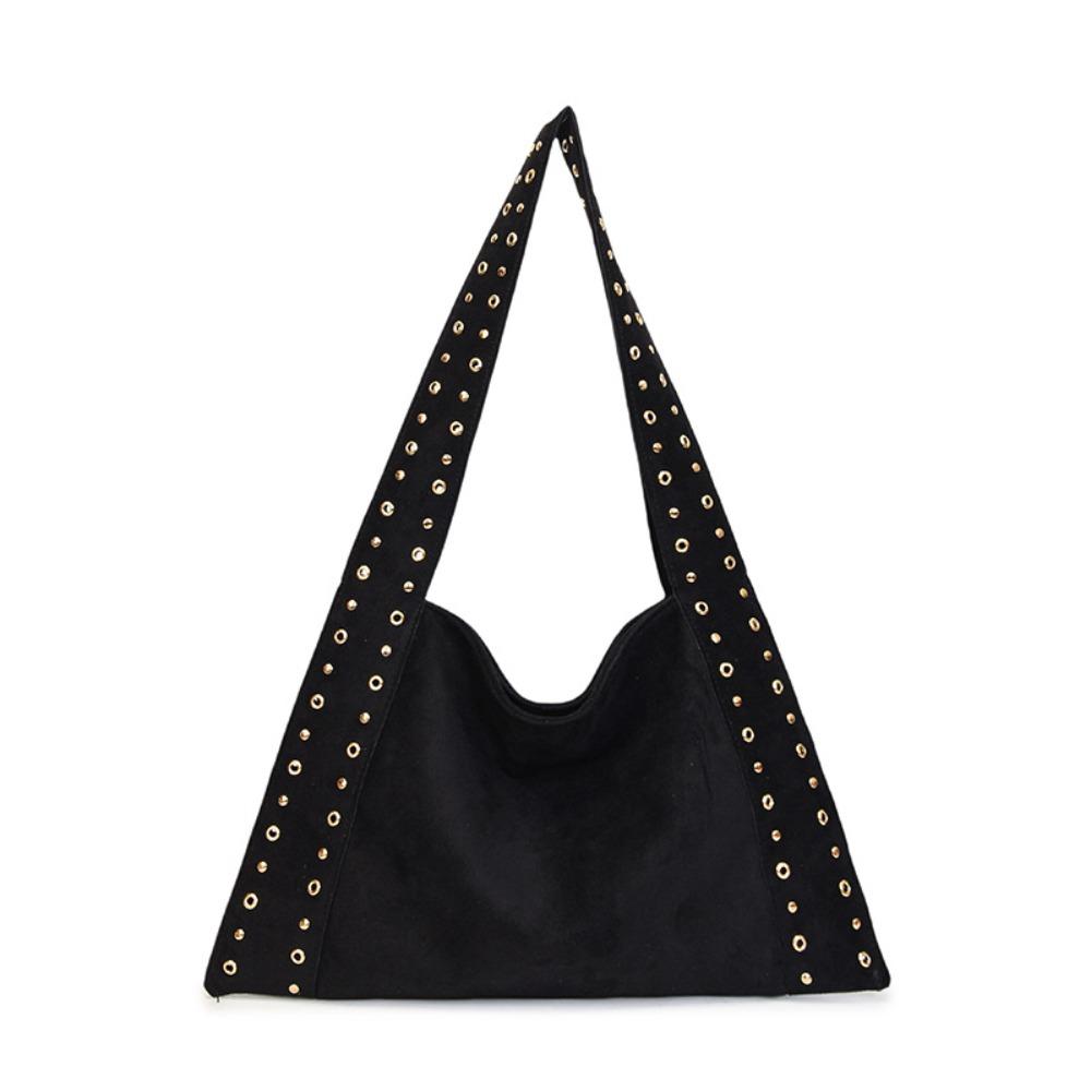 PU Leather Suede Rivet Shoulder Bags Retro American Style Fashion Design Locomotive Style Underarm Bag Korean Style