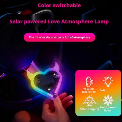 Universal Solar-Powered Car Window Heart-shaped Ambient Light Auto Interior Accessories Ambient Atmosphere Lamp Ideal Gift