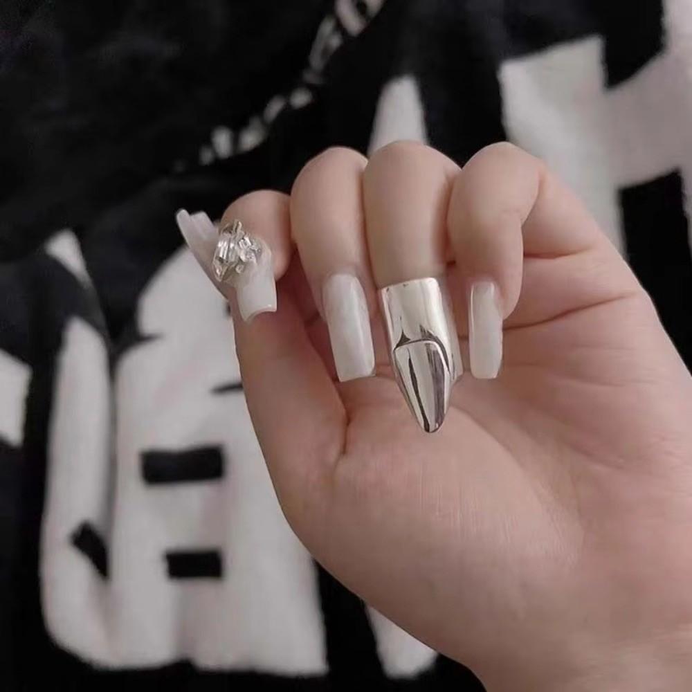 Gold or Silver Nail Cover Ring Metal Fingernail Ring New Claw Ring Party Jewelry