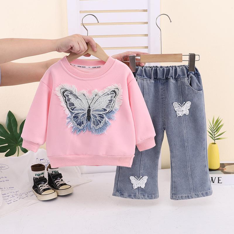Autumn Girls Fashion Long Sleeve Pants Set Stylish Baby Casual Two Piece Outfit 80 розы красного