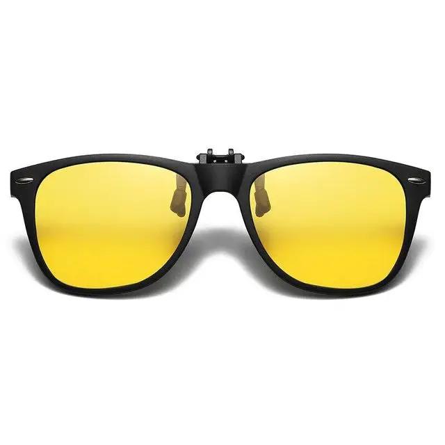 Clip On Sunglasses Men Vintage Square Glasses Anti Glare Night Vision for Car Driving