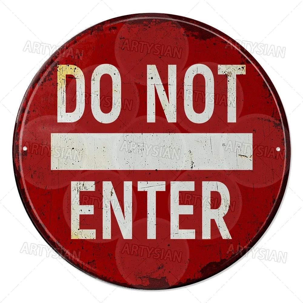 Vintage Retro Traffic Signs Collection HD Print Metal Tin Sign Featuring Unique Circular Warning Prohibition Plates (No C