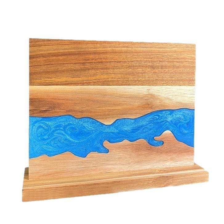 Double-Sided Magnetic Acacia Wood Knife Holder with Resin Mosaic