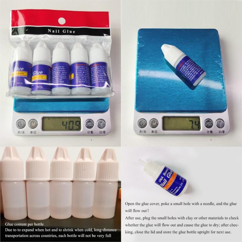 5Pcs Fast Drying Nail Art Glue Glitter UV Acrylic Rhinestones Press On Nails Strong Adhesive Nail Glue False Tips Manicure Tool