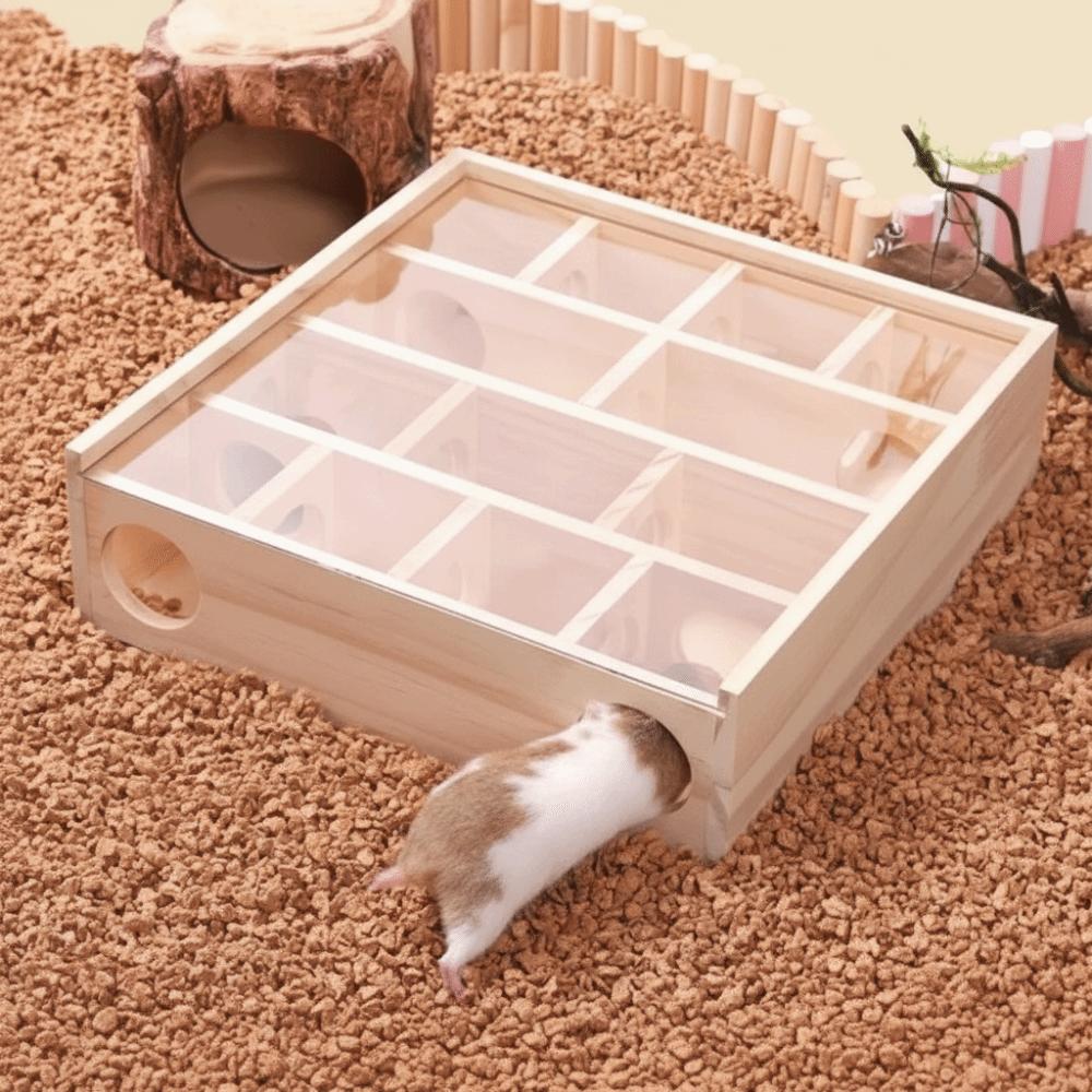 Exploration Hamster Tunnel Maze Wooden Pet Interactive Toy Guinea Pig Puzzle Toy  Exercise