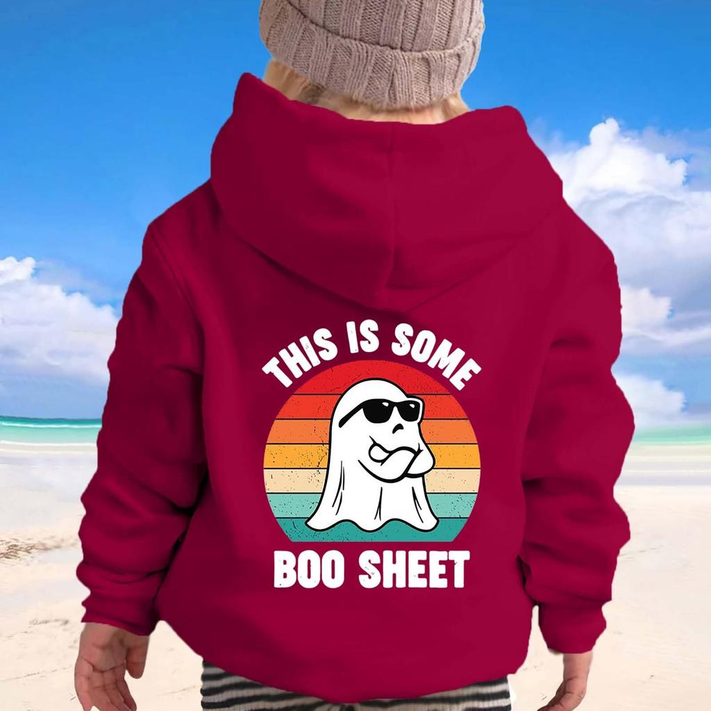Children's Fashionable Loose Casual Halloween Printed Long-sleeved Hooded Sweatshirt