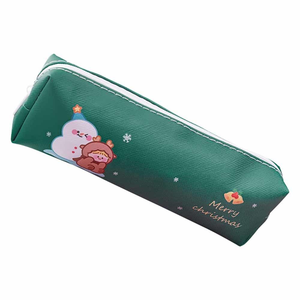 1 Piece Cute Cartoon Christmas Pencil Case Bag Key Chain Pu Large Capacity Coin Wallet Case Pouch Bag School Supplies Gift