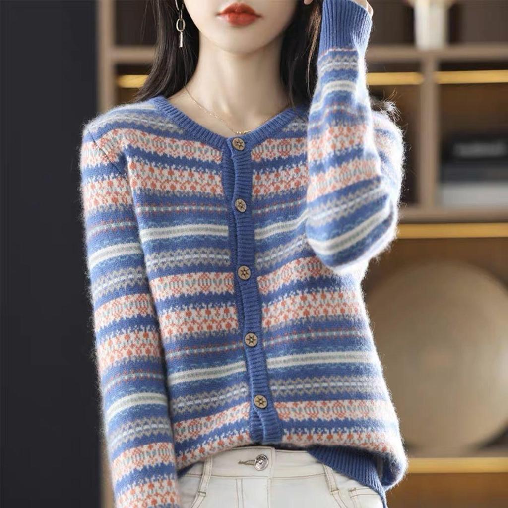 Dames Gebreid Vest Trui Herfst en Winter Strepen Luie Stijl Dames Trui