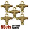 1/2/5 Sets 3Way Brake T Piece Tee w/3 Male Nuts M10 3/16" Brake Pipe Pipeline Accessories Flare Union Fitting Connector Adapter