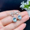 New Swiss Blue Simulated Topaz Long Fashion Earrings for Women