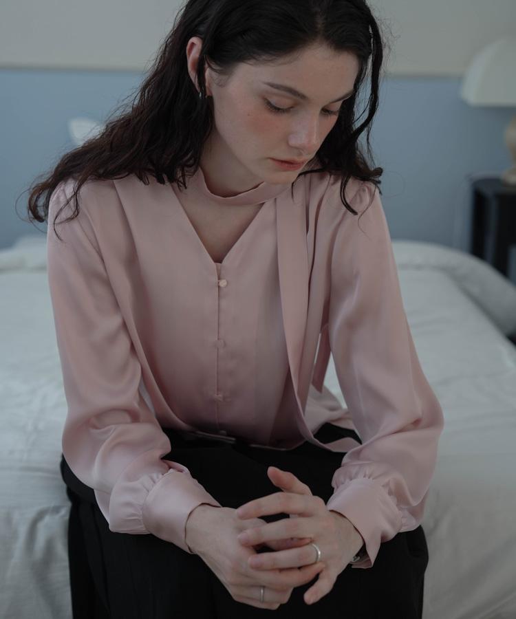 DEHEVE Camila Tie Silky Blouse [Pink]