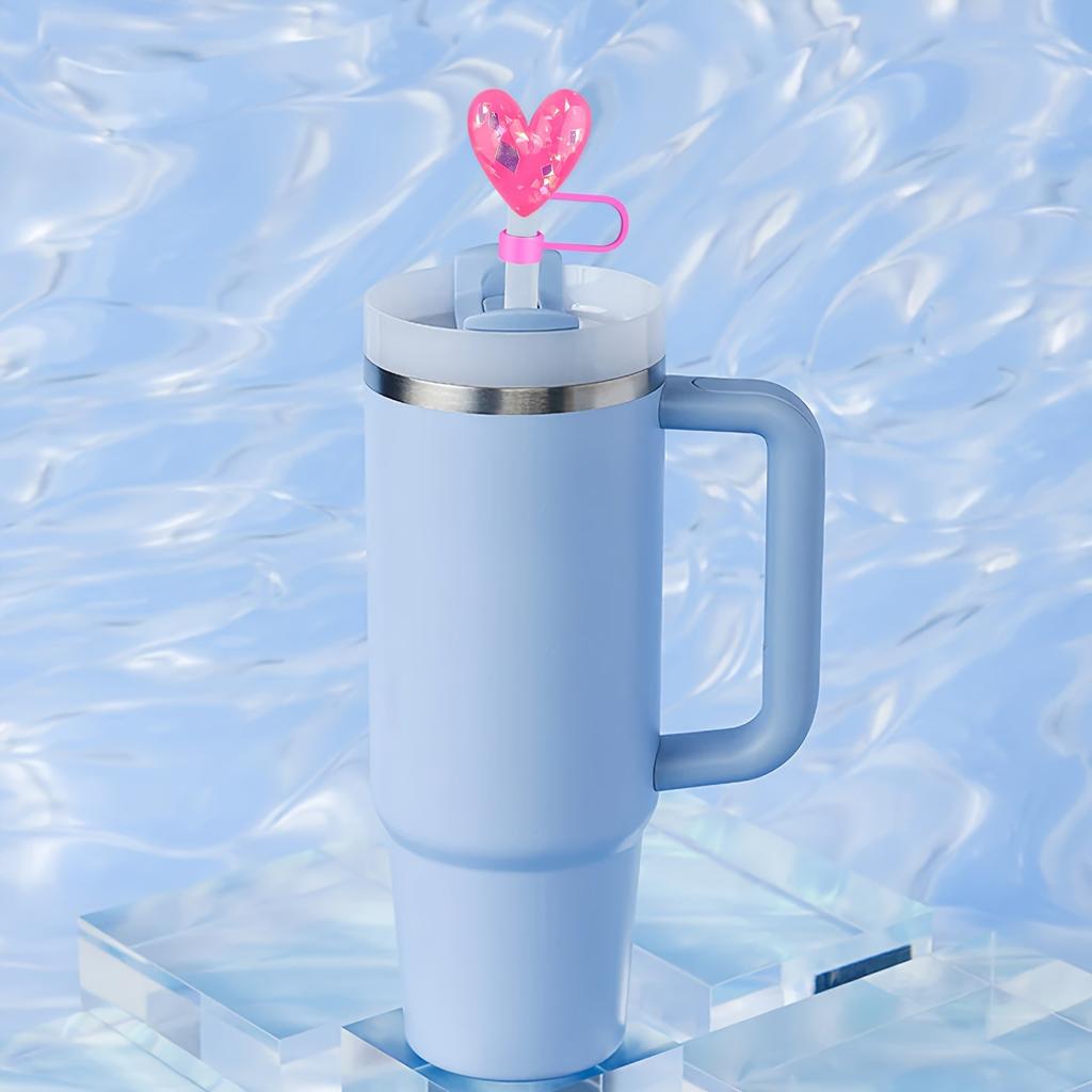Cross-Border Hot-Selling Reusable Eco-Friendly Plastic Sparkling Sequin Love Dust Cap for Accessory Decorative Straw Party