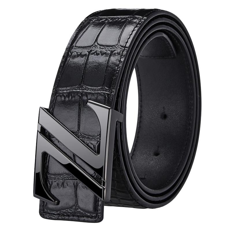 Мужской ремень GUSKI из натуральной кожи с гладкой пряжкой 115cm