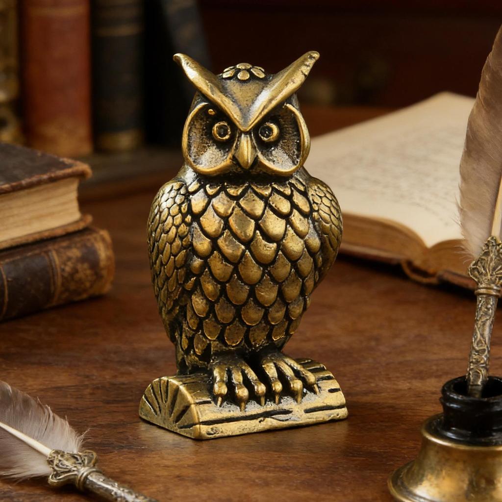 Mini Brass Owl Shaped Storage Rack Ornament Cute Animal Sculpture Home Decorations Retro Owl Table Centerpieces Decoration