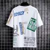 Men Summer T-shirt Hip Hop Round Neck Short Sleeves Breathable Individual Match Pants Loose Letter Print Men Summer Top Men Clothes