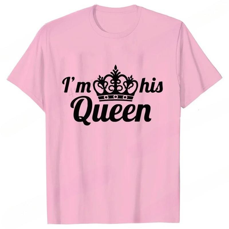 I'm Her King I'm His Queen Couples T-shirt King Queen Outfit for Men Women Lover T Shirts for Couple Gift Tee Shirts Tops