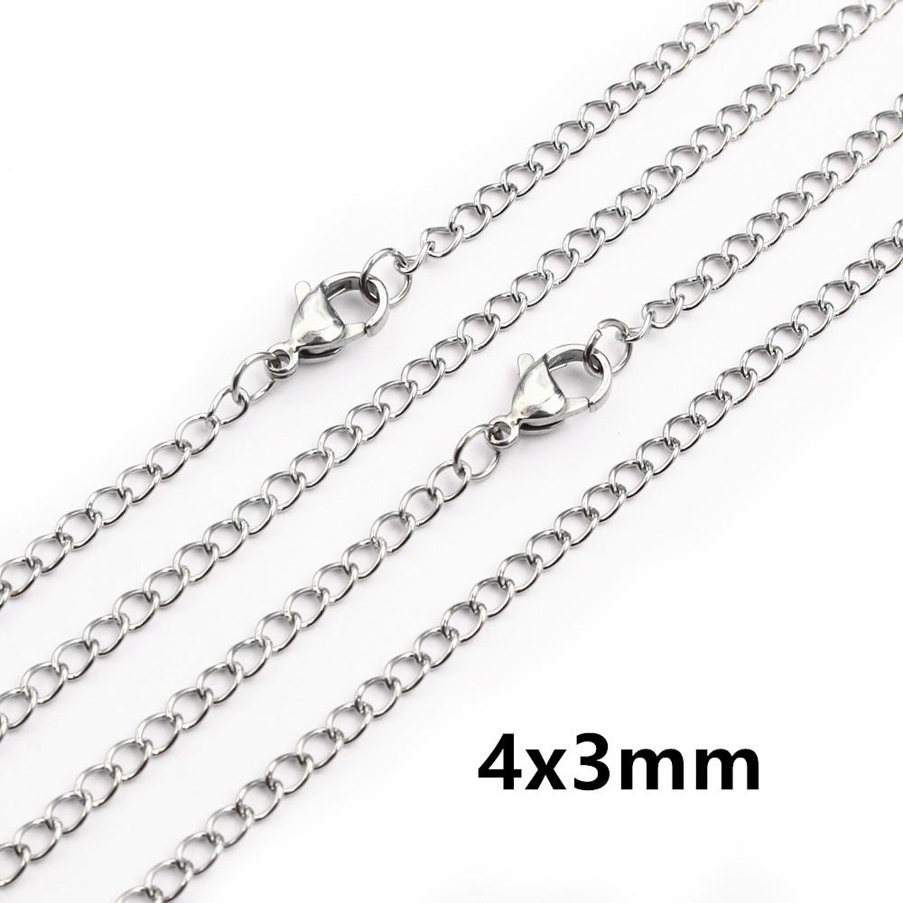 ( No Fade ) 5pcs /lot 3x2mm Man Women Chain Necklace 316L Stainless Steel O Link Pendant Necklace Fashion Jewelry 50CM 70CM Long