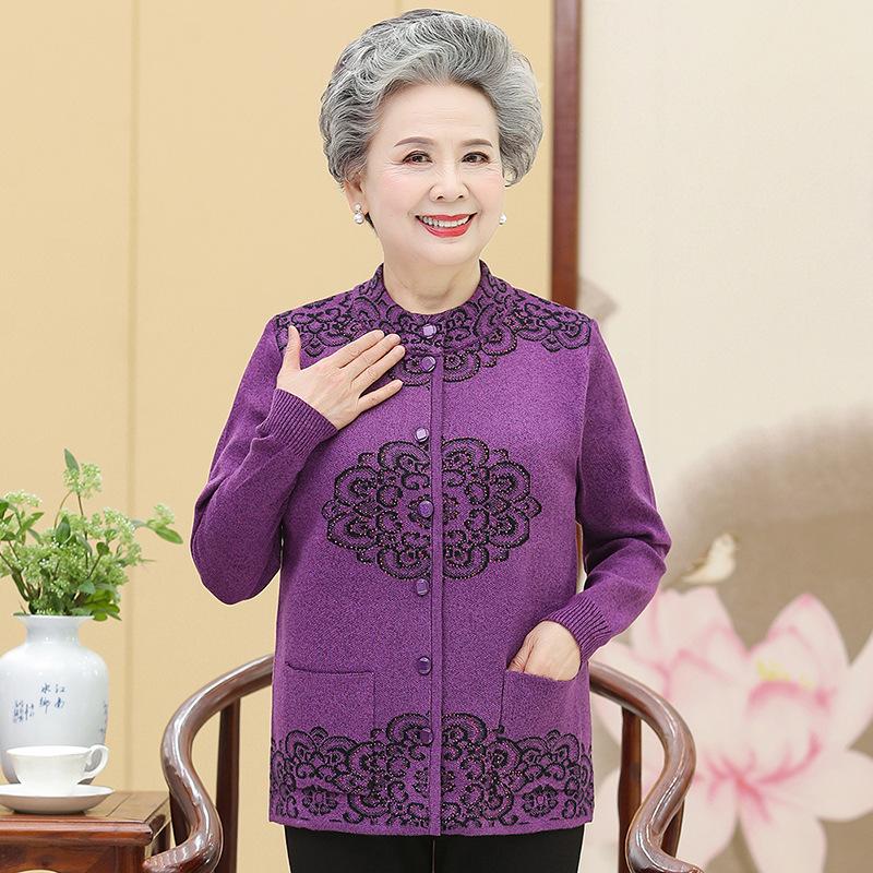 Manteau en tricot Pull pour femmes d'âge moyen et âgées Printemps et automne