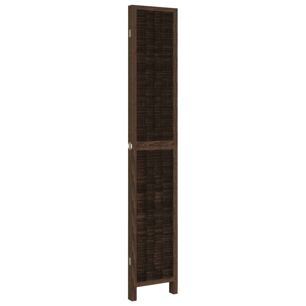 4 Piece Room Divider Dark Brown Solid Paulownia Wood