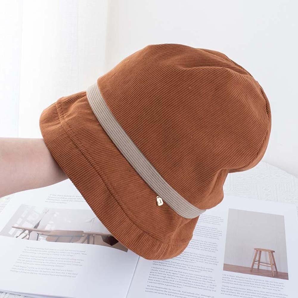 Temperament Corduroy Pullover Cap Solid Color Anti-cold Bucket Hat Winter Fisherman Hat  Outdoor