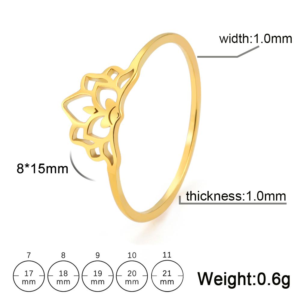 LIKGREAT Elegant Lotus Ring for Women Stainless Steel Amulet Vintage Wedding Finger Rings Jewelry Valentine's Day Gift Wholesale